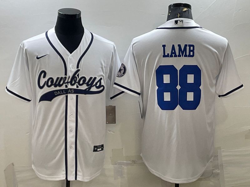 Men Dallas Cowboys 88 Lamb White Nike Co branded NFL Jerseys